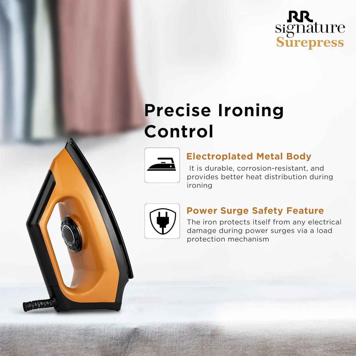 RR Signature Surepress 1000-Watt Dry Iron (Orange & Black)