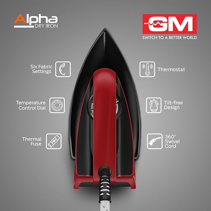 GM Alpha 1000 Watt Dry Iron (Red)