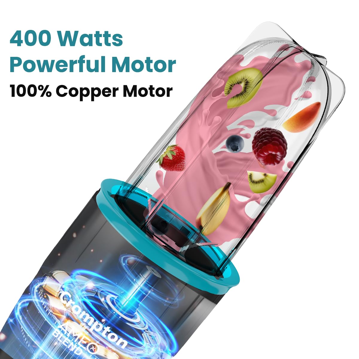 Crompton AMEO BLEND Nutri blender 400 W Juicer (2 Jars | Sea Green and black)