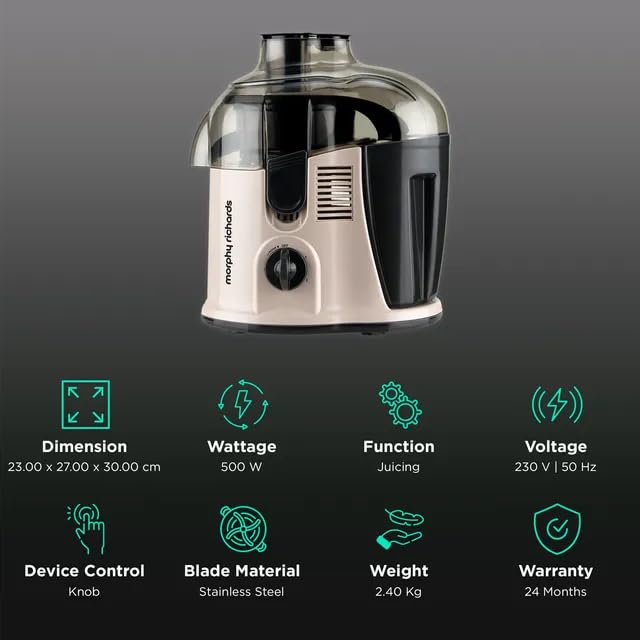 Morphy Richards Maximo DLX 750-Watt Juicer (White & Black)