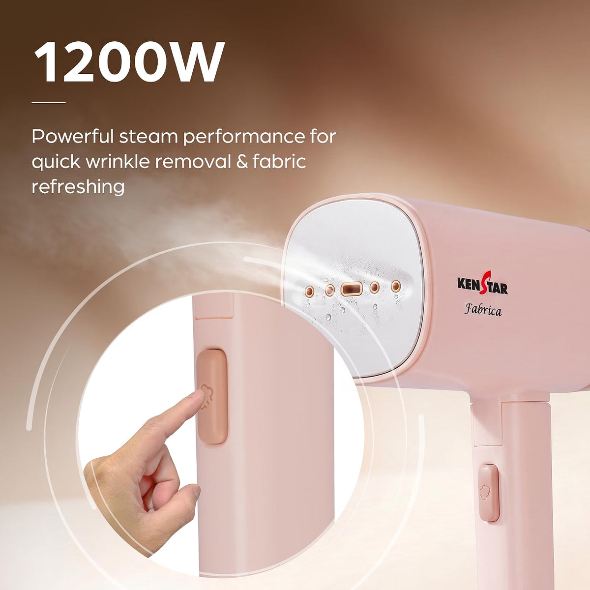 This garment steamer 1200W has powerful dsteam performance for quick wrimkle removal & fabroc refreshng