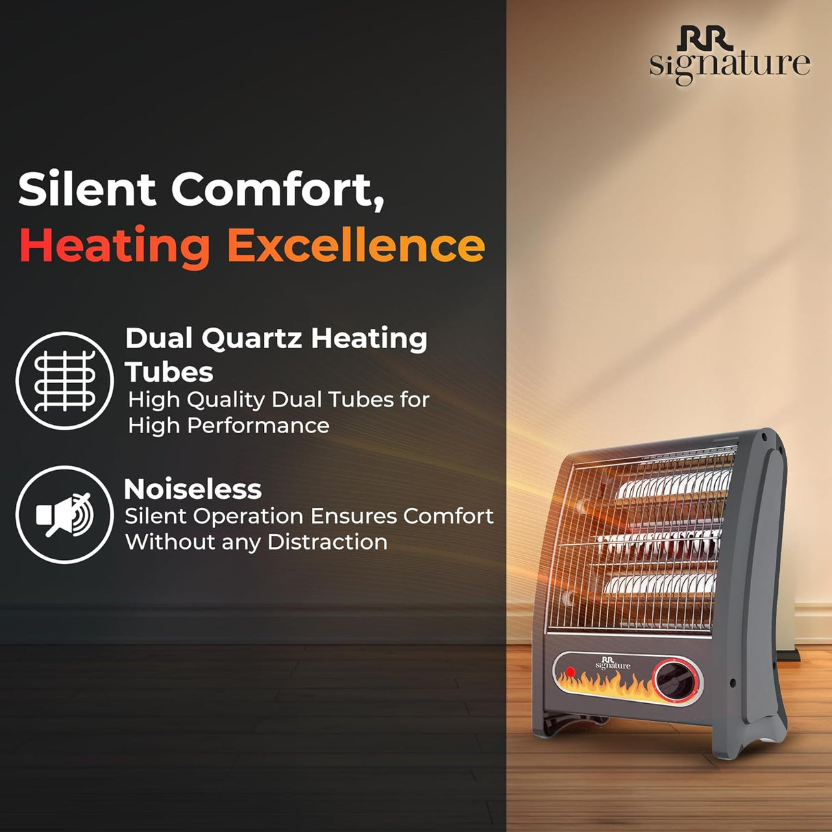 RR Signature Jwala Quartz Room Heater 800 Watt (Black)