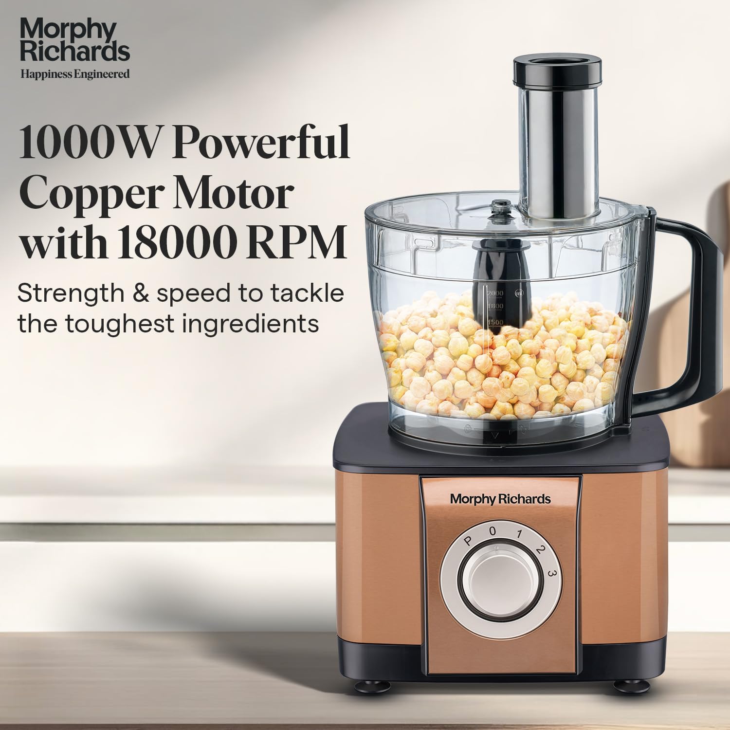 Morphy Richards Icon Superb 1000 Watts Food Processor (Glazing Copper)