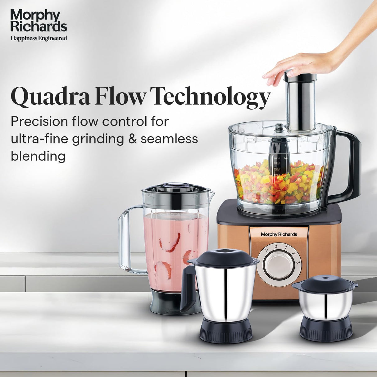 Morphy Richards Icon Superb 1000 Watts Food Processor (Glazing Copper)