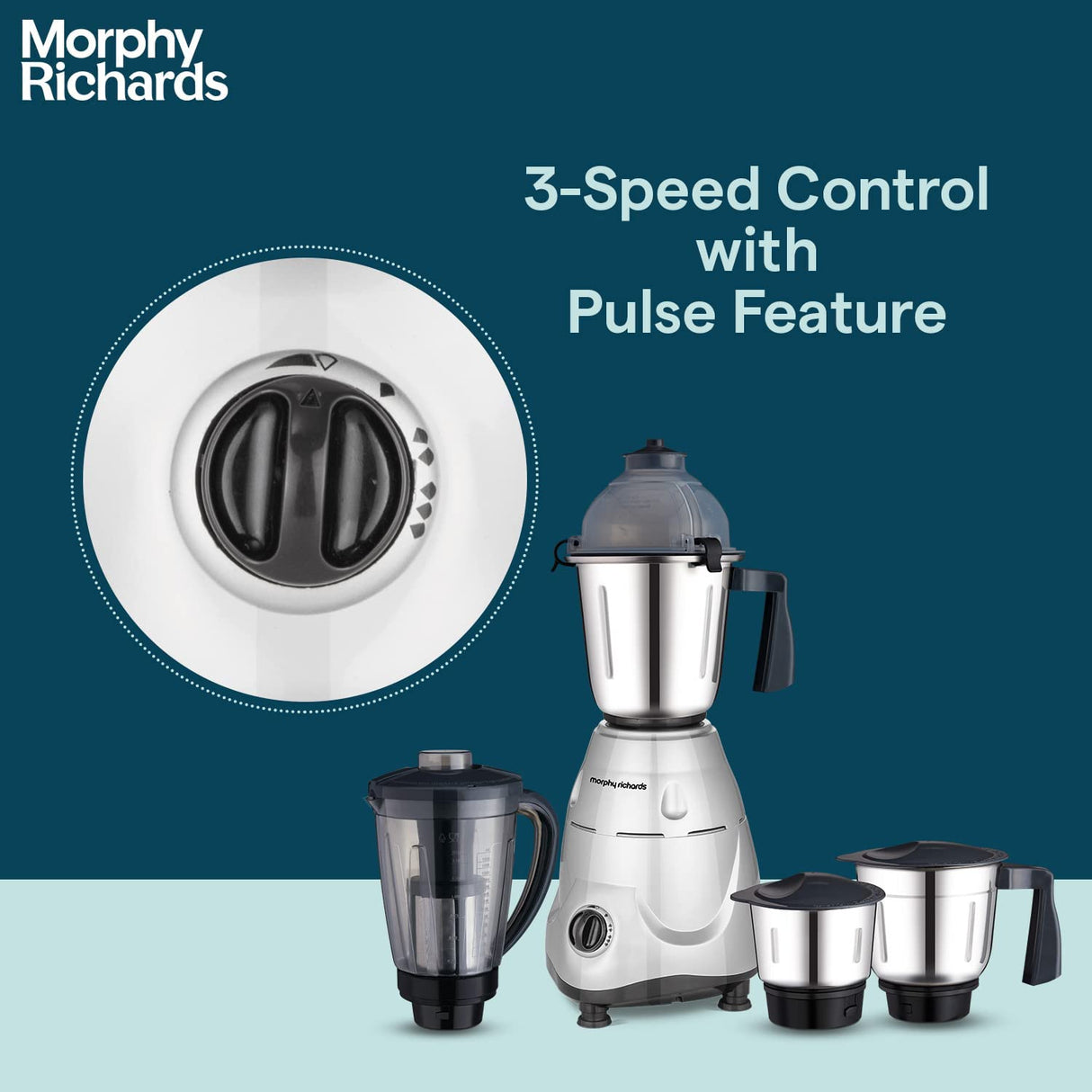 Morphy Richards Icon Superb 750 Watts Mixer Grinder| 4 Stainless Steel Jars (Silver & Black)
