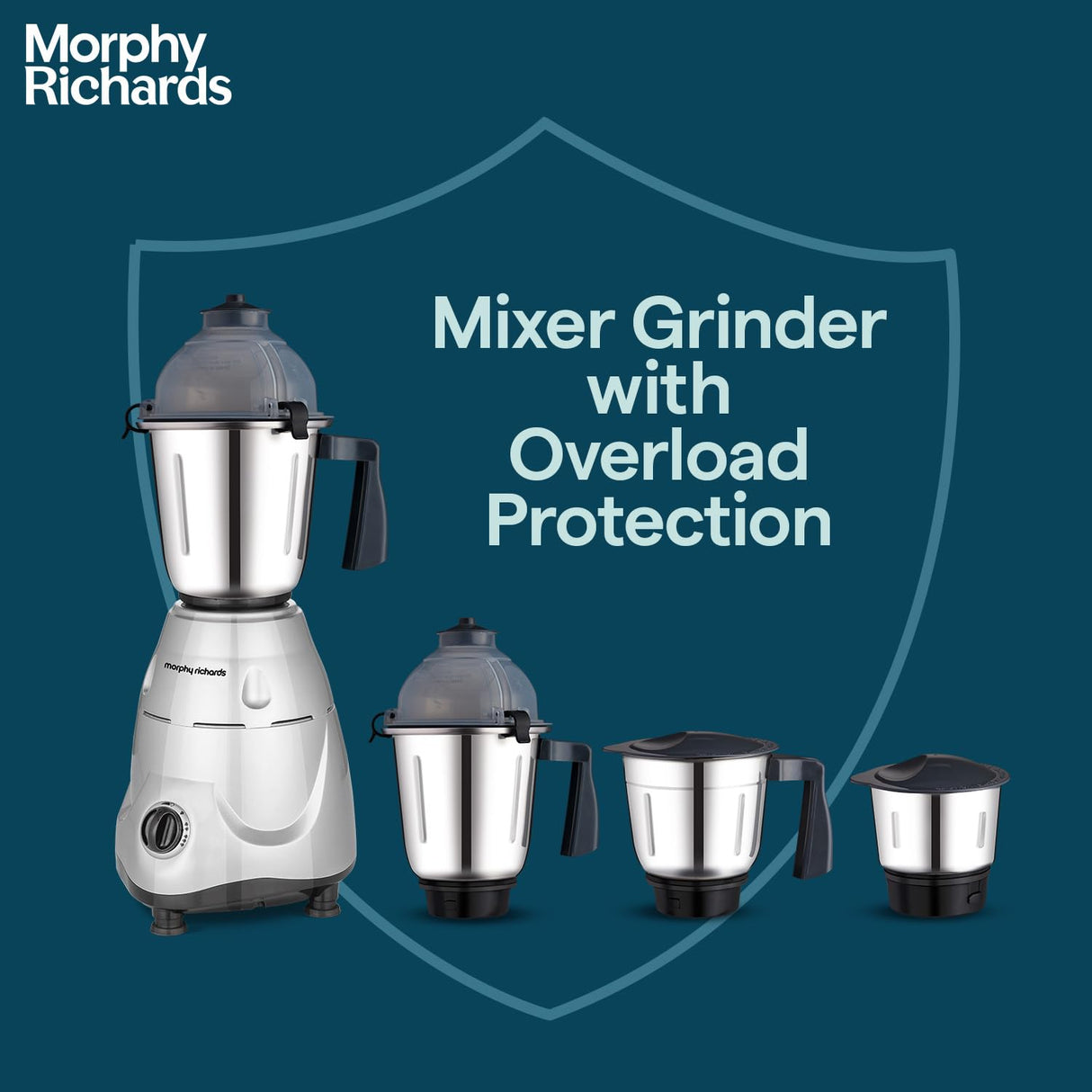 Morphy Richards Icon Superb 750 Watts Mixer Grinder| 4 Stainless Steel Jars (Silver & Black)