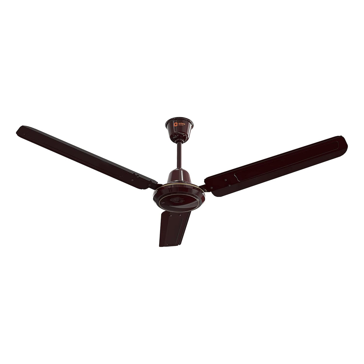 Ceiling fan with three blades on a white background