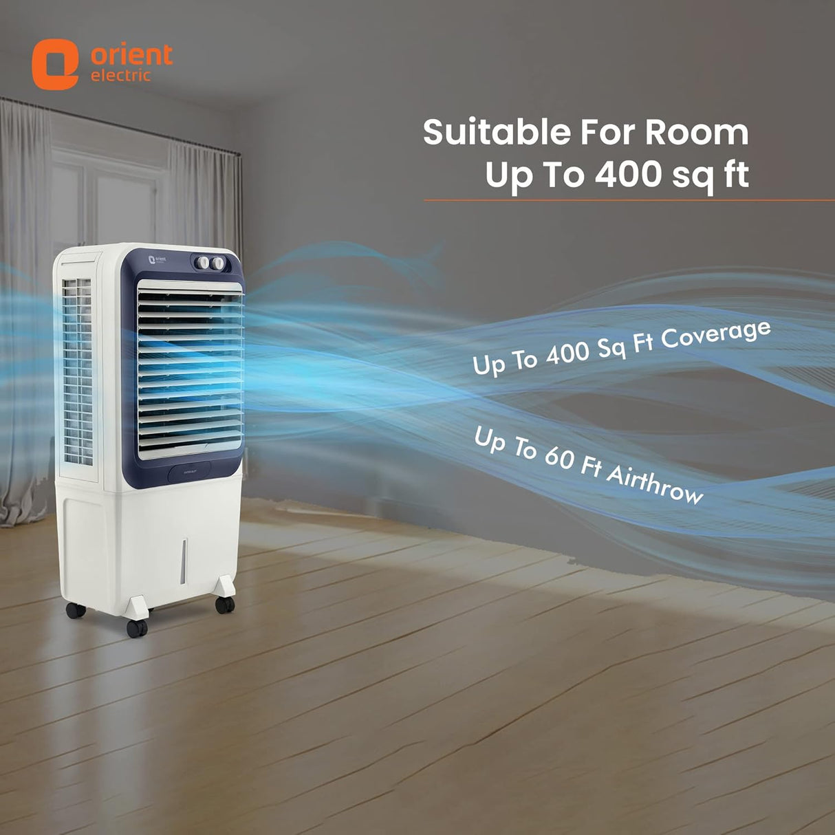 Orient Electric Knight 70L Desert Air Cooler with Densenest Honeycomb pads, Ice chamber, Dust Filter (Grey)