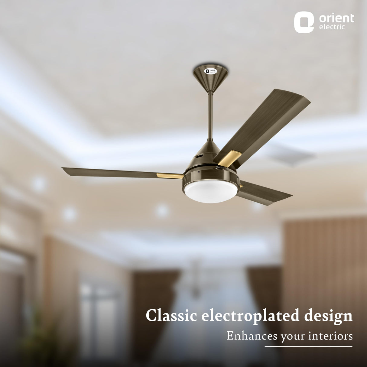 Orient Electric Spectra LED Undelight 1200mm Ceiling fan with remote (Brushed Brass)