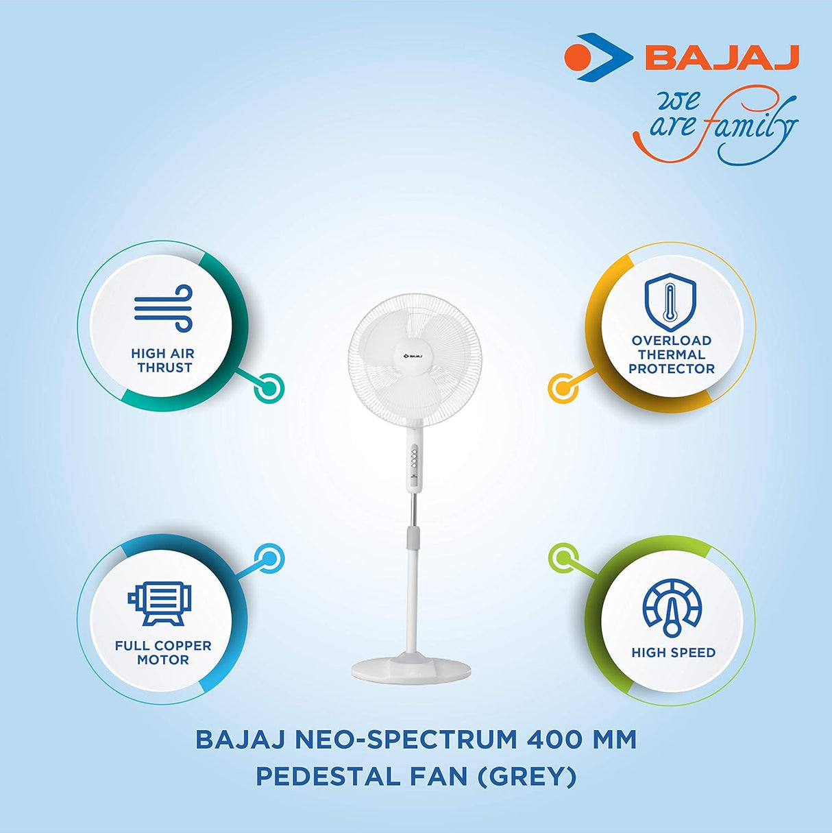 Bajaj Neo Spectrum 400mm Pedestal Fan (White)
