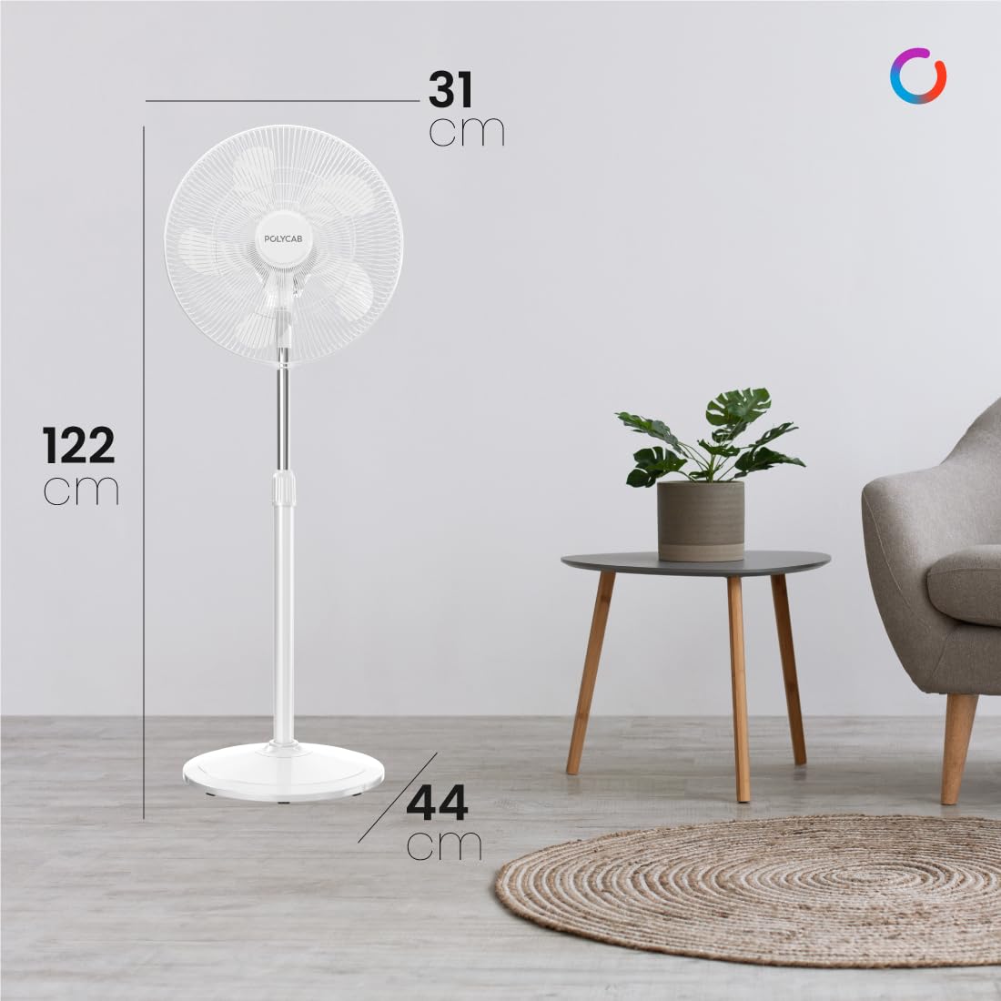 Polycab Optima Mini 400mm Pedestal Fan (White)