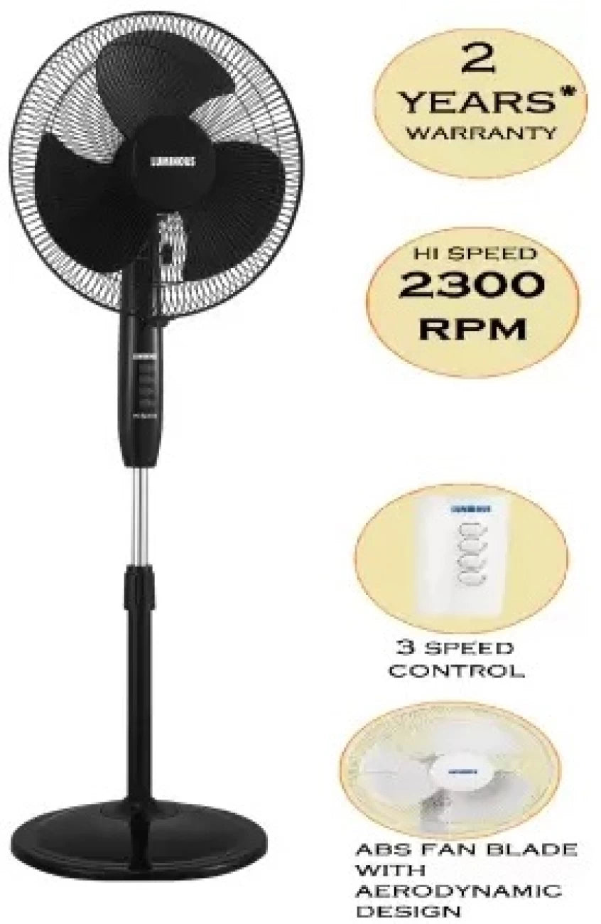 LUMINOUS Speed Max High Speed 400 mm 3 Blade Pedestal Fan  (Black)