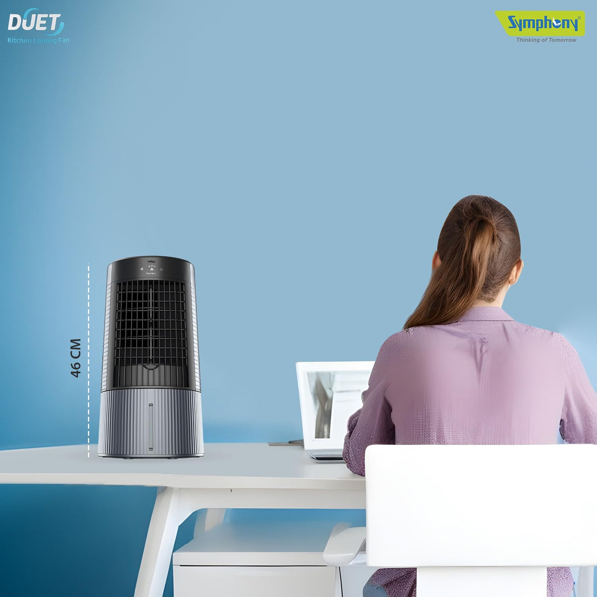 Symphony Duet-i Kitchen Cooling Personal fan with Ice chamber, Digital Display, Mood Lights