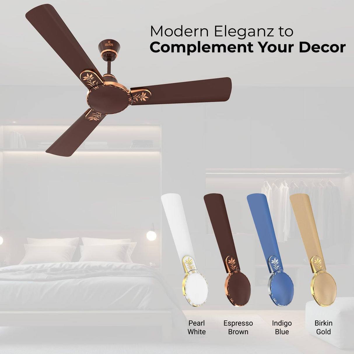 This Polycab Ceiling fan has Modern eleganz to complement your decor