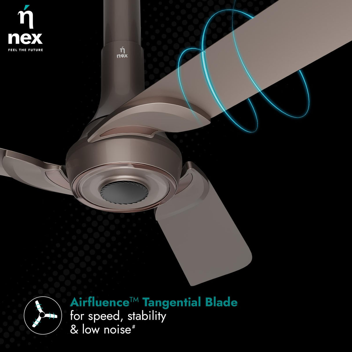 NNEX By Bajaj Glyde A80 Bldc 1200mm Ceiling Fan (Mist Brown)
