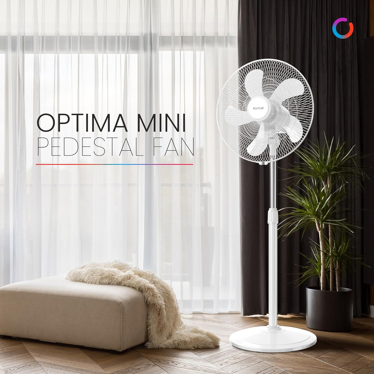 Polycab Optima Mini 400mm Pedestal Fan (White)