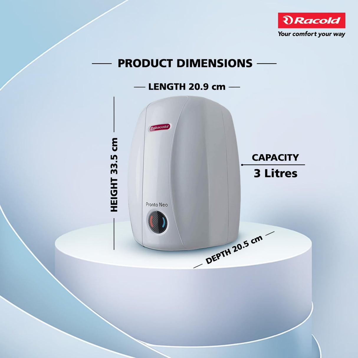 Racold Pronto Neo DN 3 Litre Instant Water Heater Geyser (White)