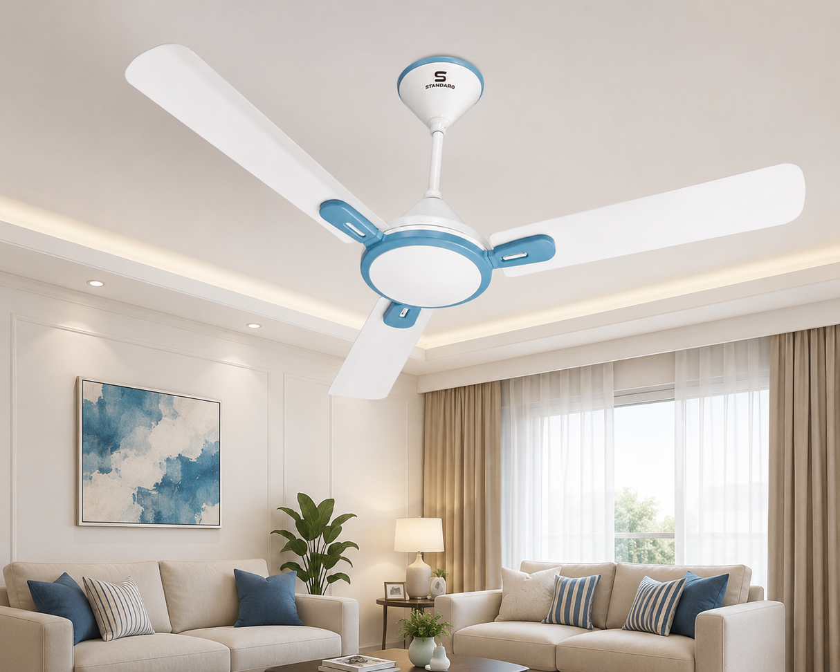Havells Standard Ripple 1200mm Ceiling Fan (Pearl White Baby Blue)