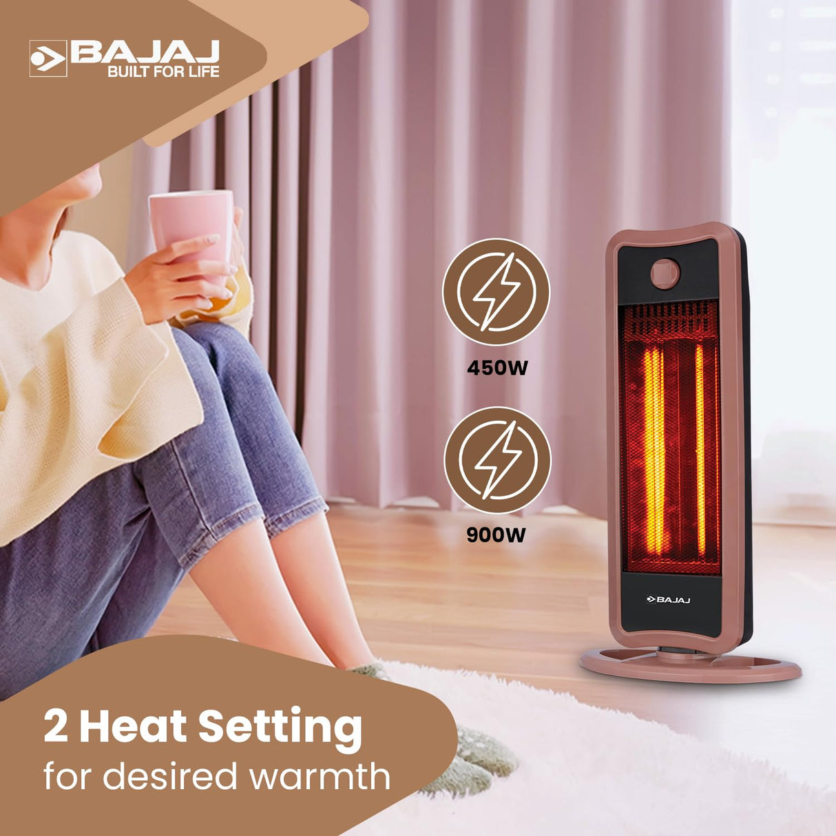 Bajaj RHT2C 900 Watts Carbon Room Heater (Black)