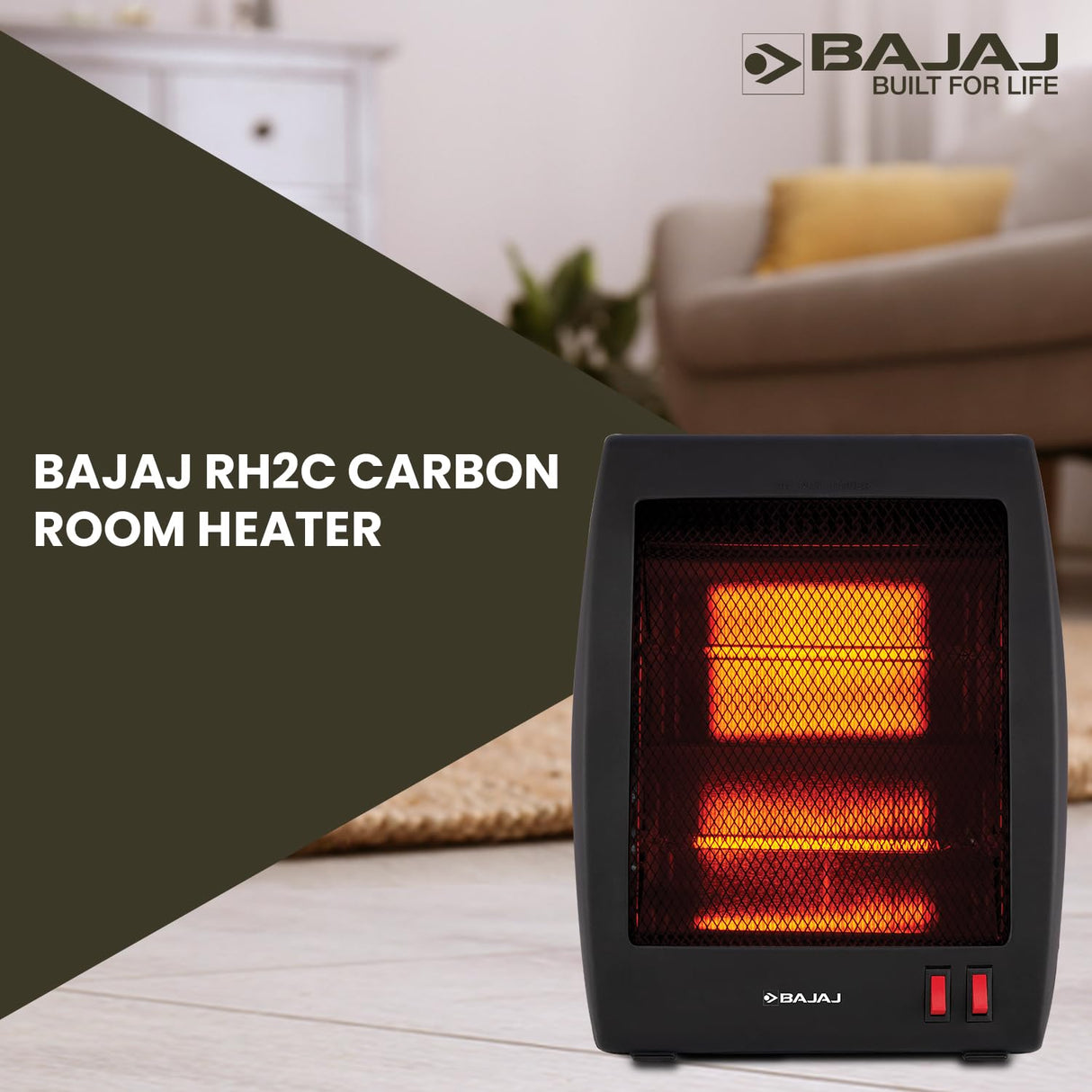Bajaj Electric RH2C Carbon 800 Watts Room Heater (Black)