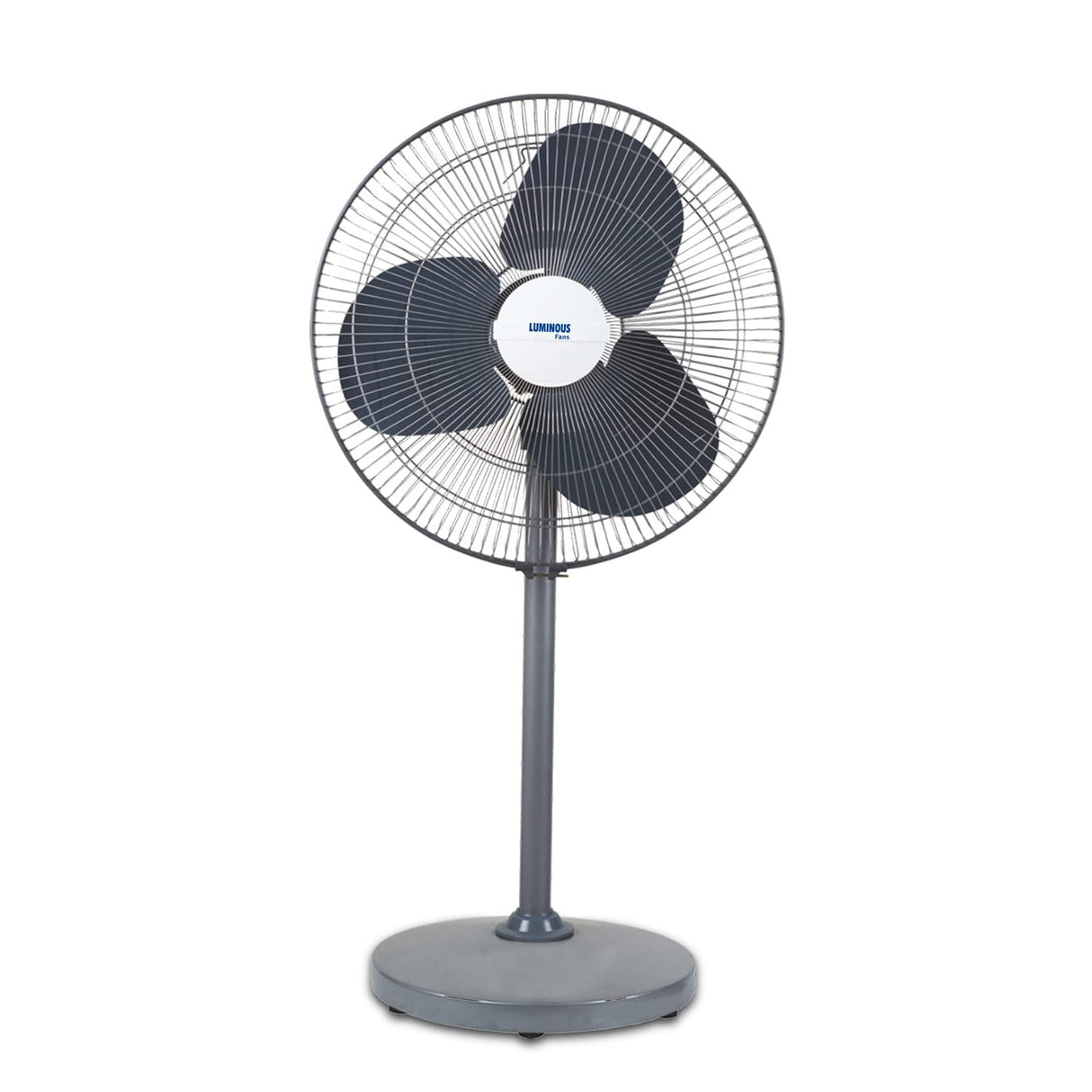 Stand fan with three blades on a white background