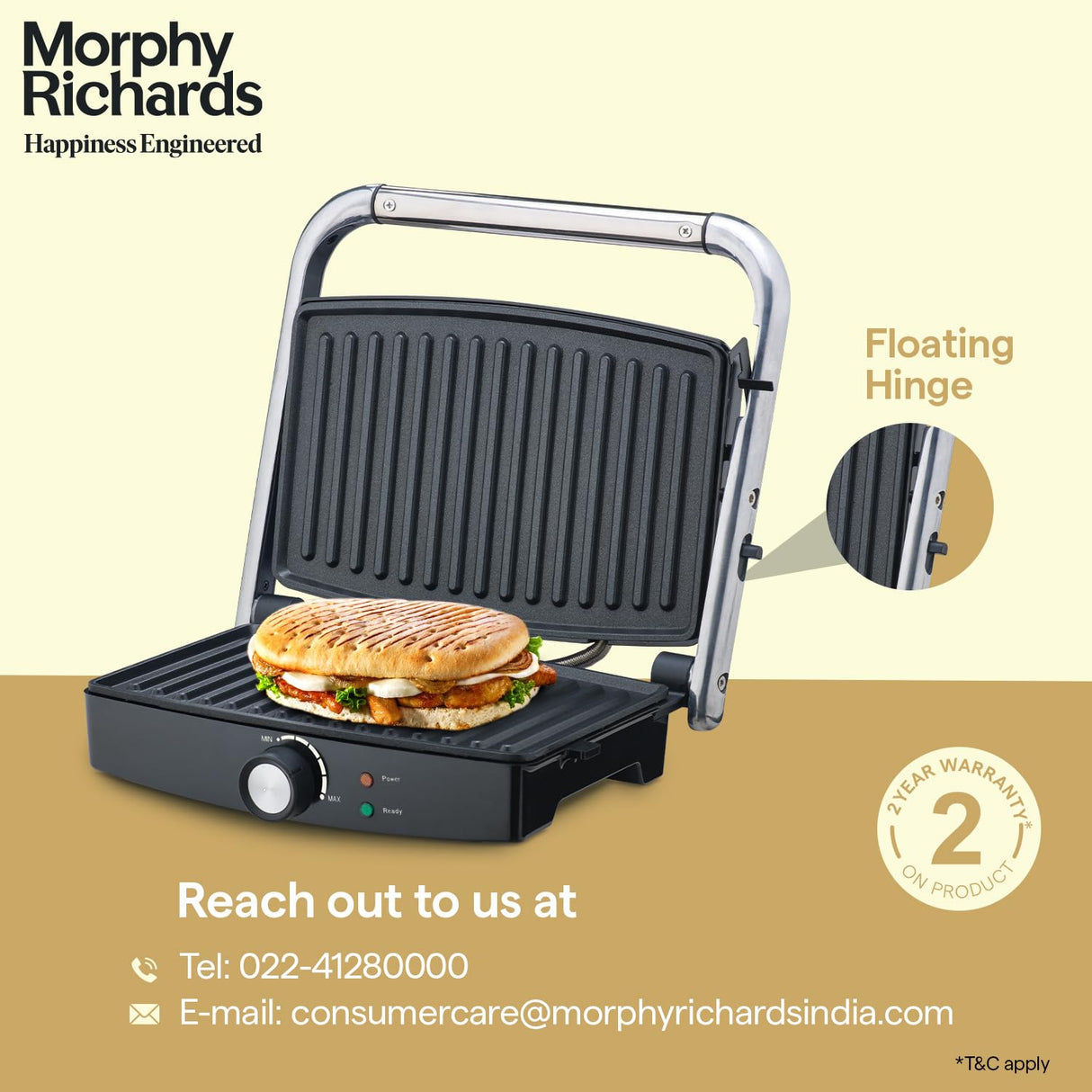 Morphy Richards Imperio Series Sandwich Maker 72 Contact Grill 1500 Watts (Black)