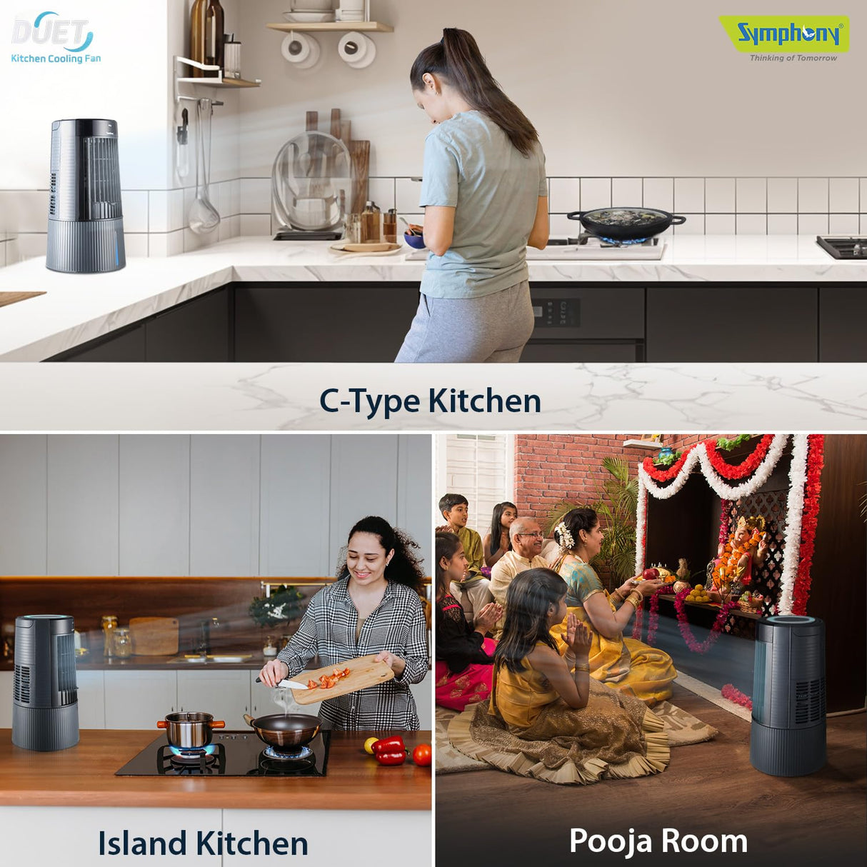 Symphony Duet-i Kitchen Cooling Personal fan with Ice chamber, Digital Display, Mood Lights