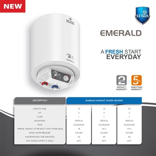 Polycab 25 Litre Emerald Storage Water Geyser (White)