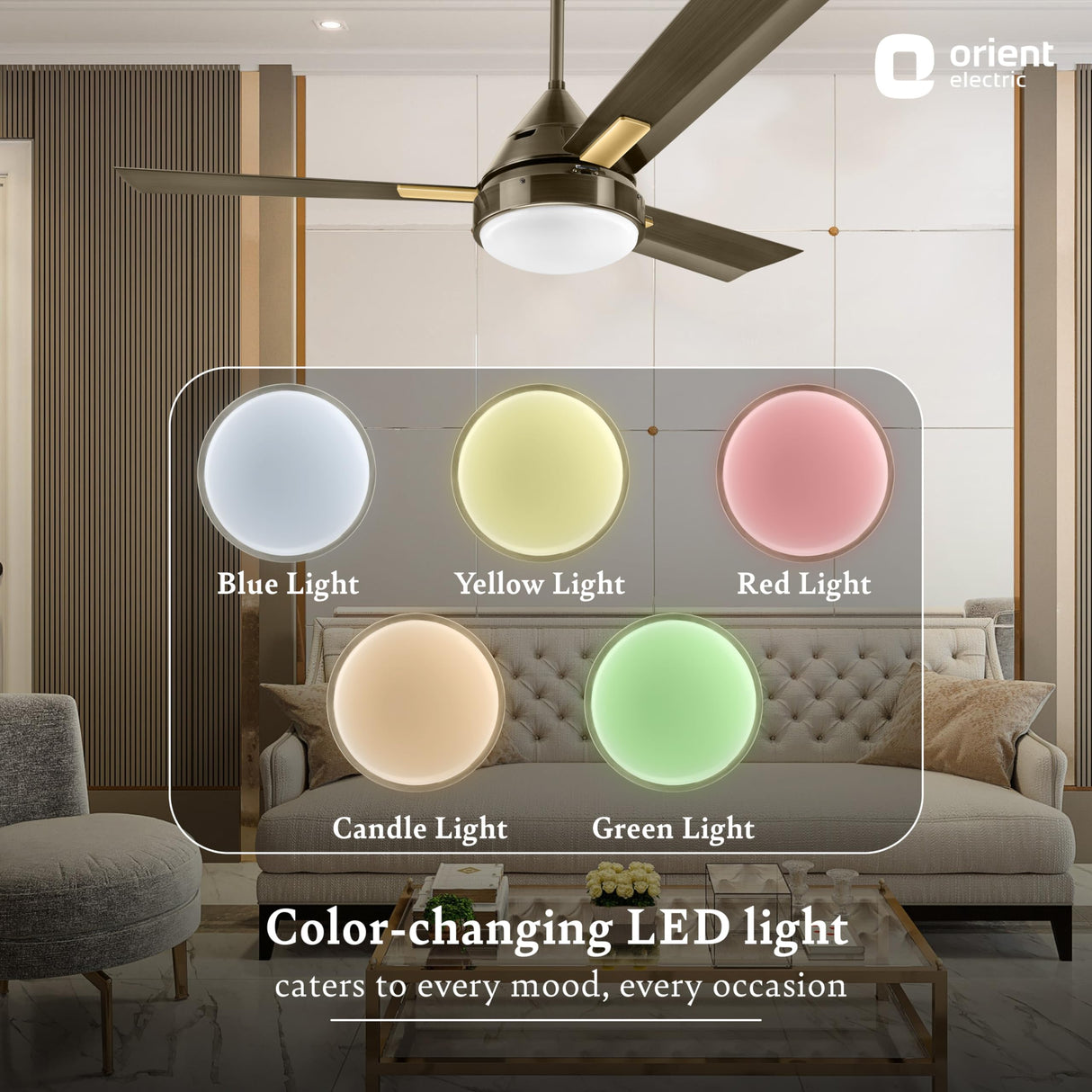 Orient Electric Spectra LED Undelight 1200mm Ceiling fan with remote (Brushed Brass)