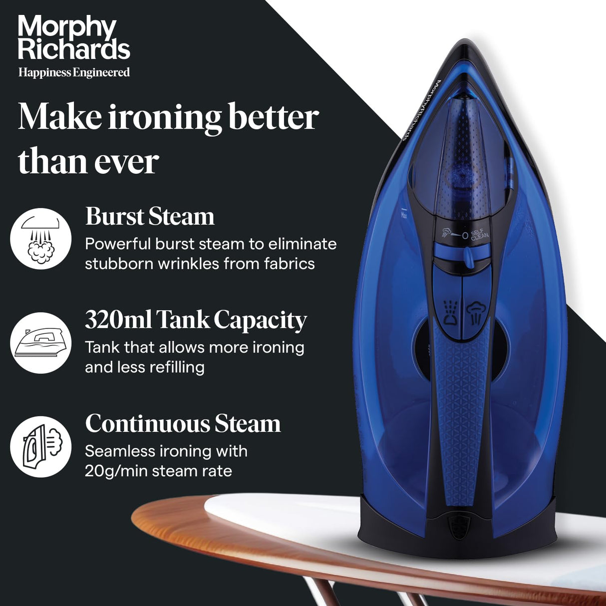 Morphy Richards Ease 2200W Cordless Steam Iron (Blue)