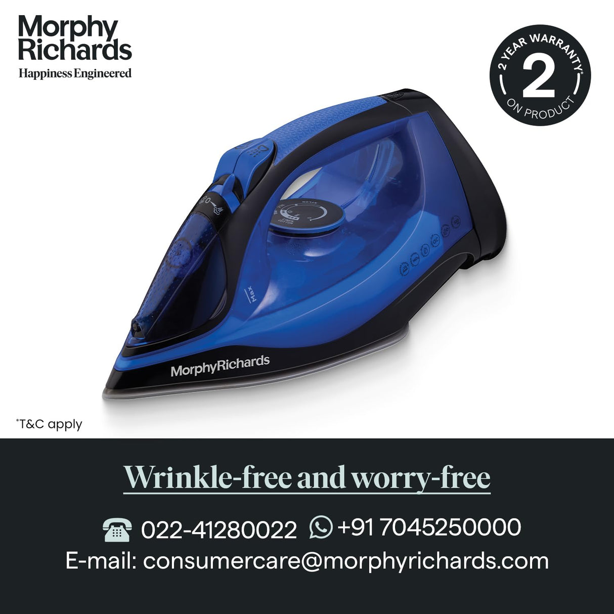 Morphy Richards Ease 2200W Cordless Steam Iron (Blue)