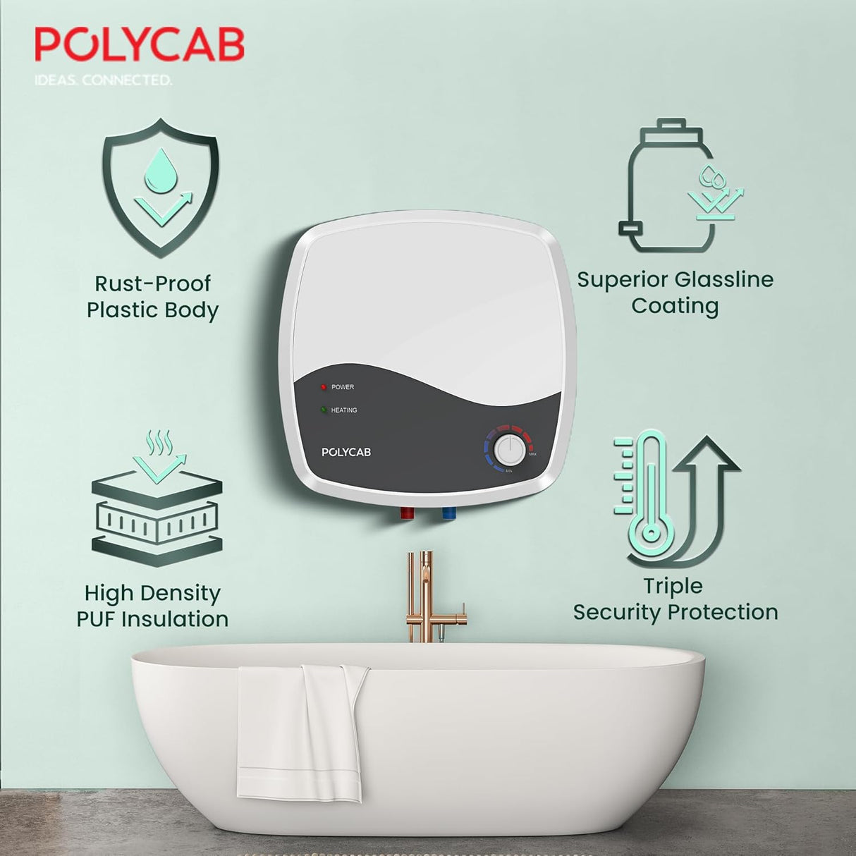 Polycab Superia 10 Litre 5-Star Storage Water Heater Geyser (White)