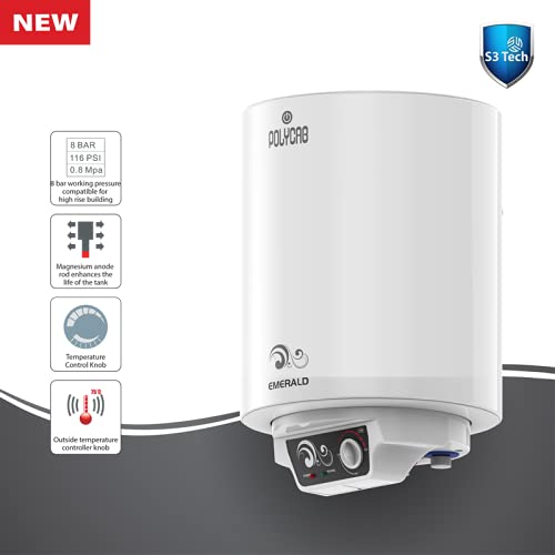 Polycab 25 Litre Emerald Storage Water Geyser (White)