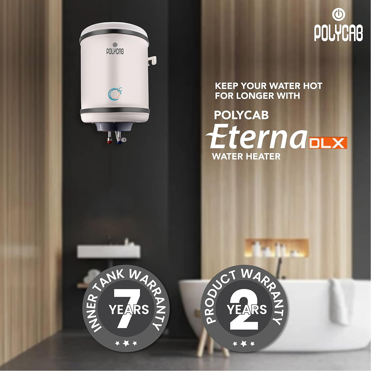 Polycab Eterna DLX 15 Litre Storage Water Heater Geyser (White)