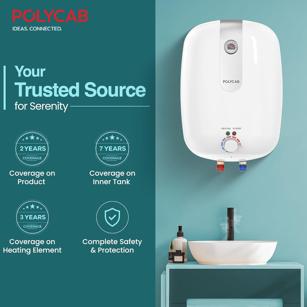 Polycab Elanza DLX 15 Litre Storage Water Heater Geyser (White)