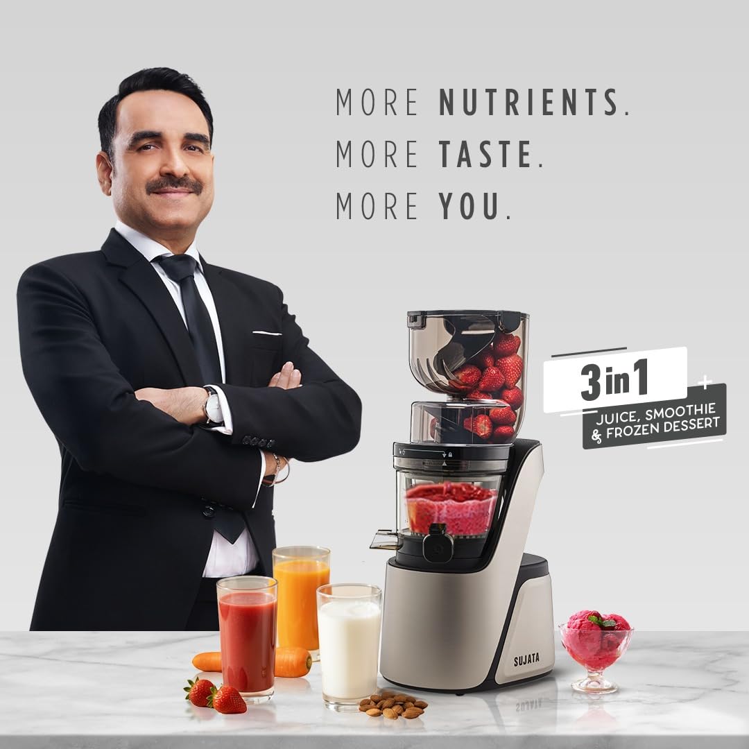 Sujata SJ01 250W Cold Pressed Slow Juicer for Fruit, Vegetable Juices, Nut Milks