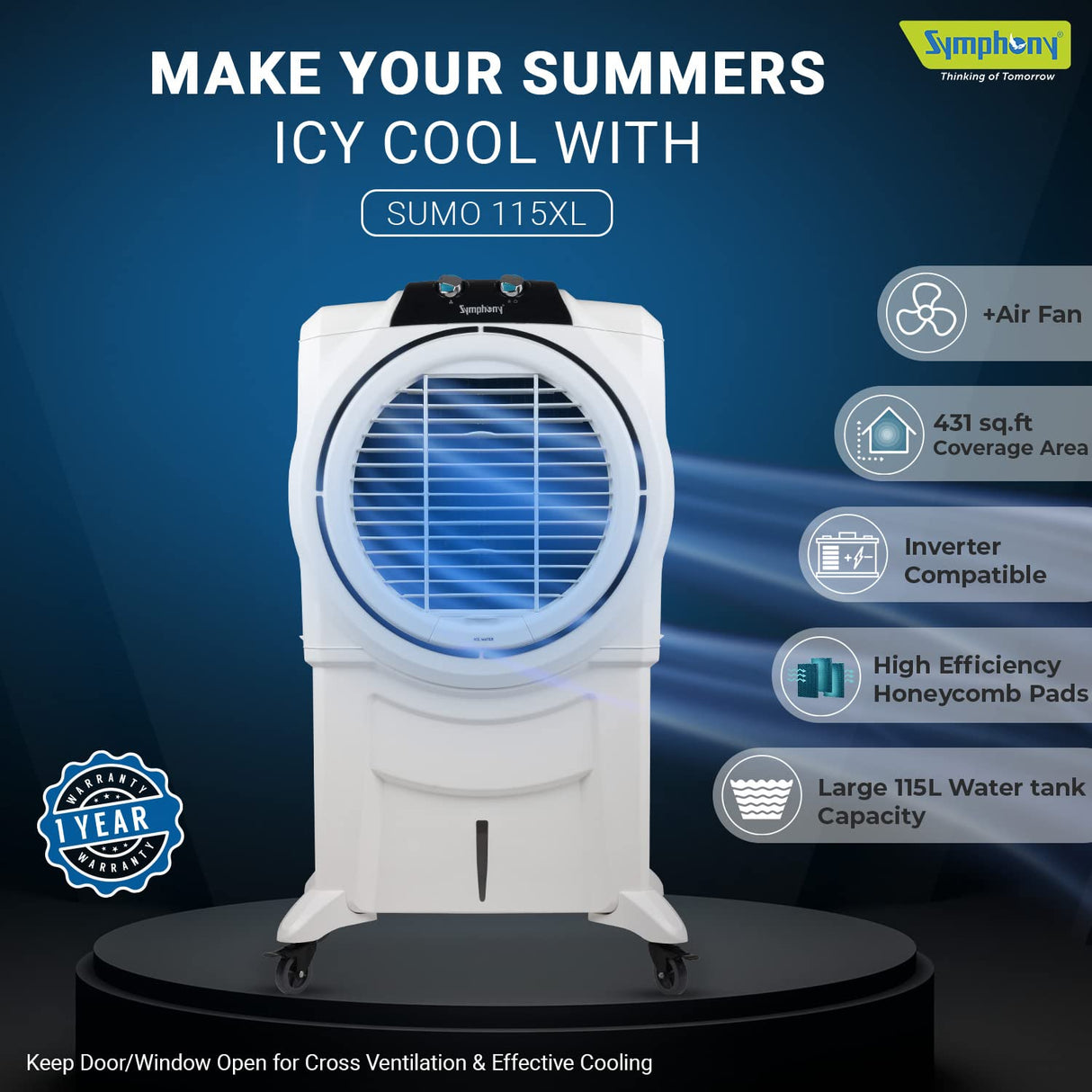 Symphony Sumo 115XL Desert Air Cooler (White)
