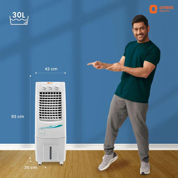 the Orient electric Super Cool 30L cooler 42cmx93cmx35cm