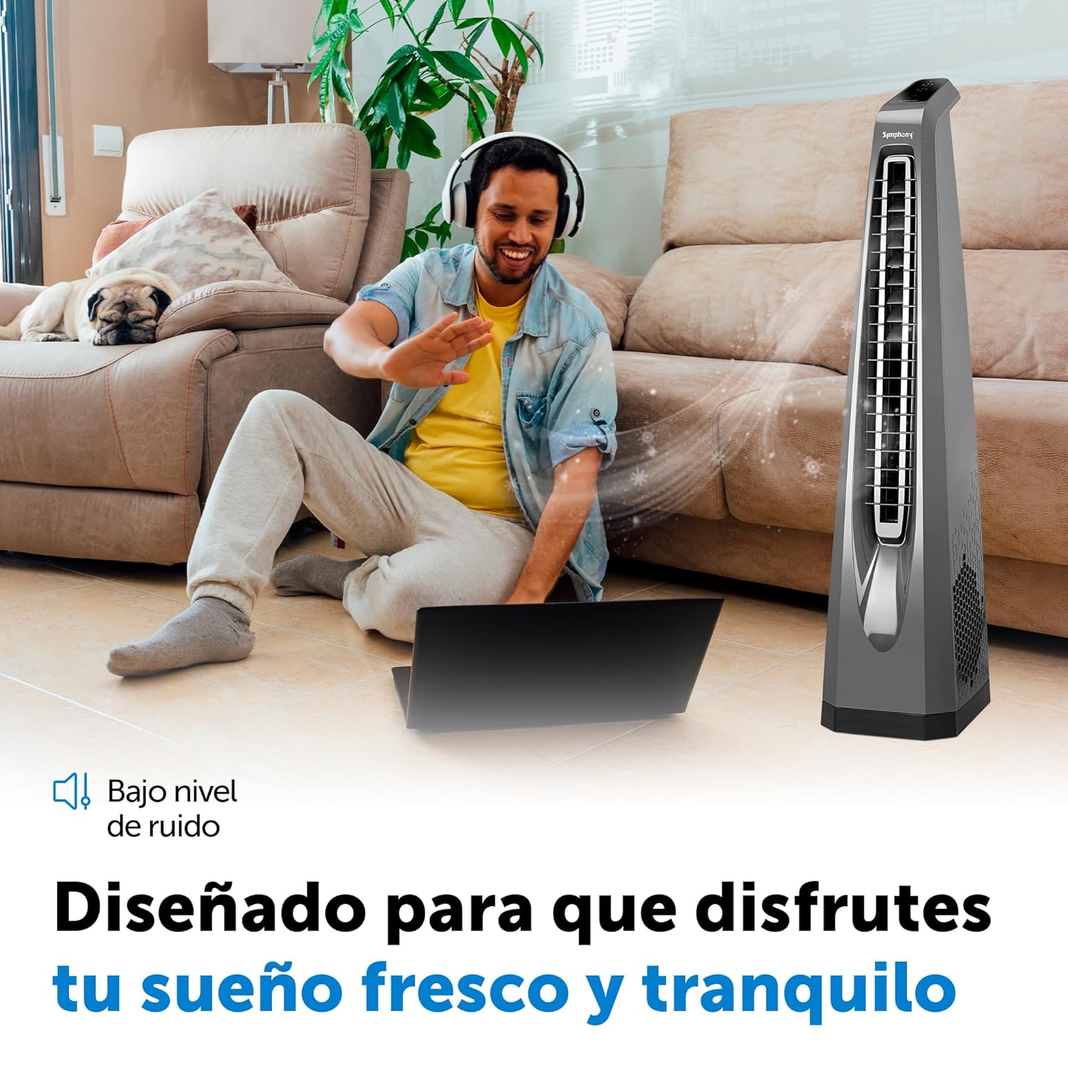 Symphony Surround-i High Speed Bladeless Tower Fan with Remote (Grey)