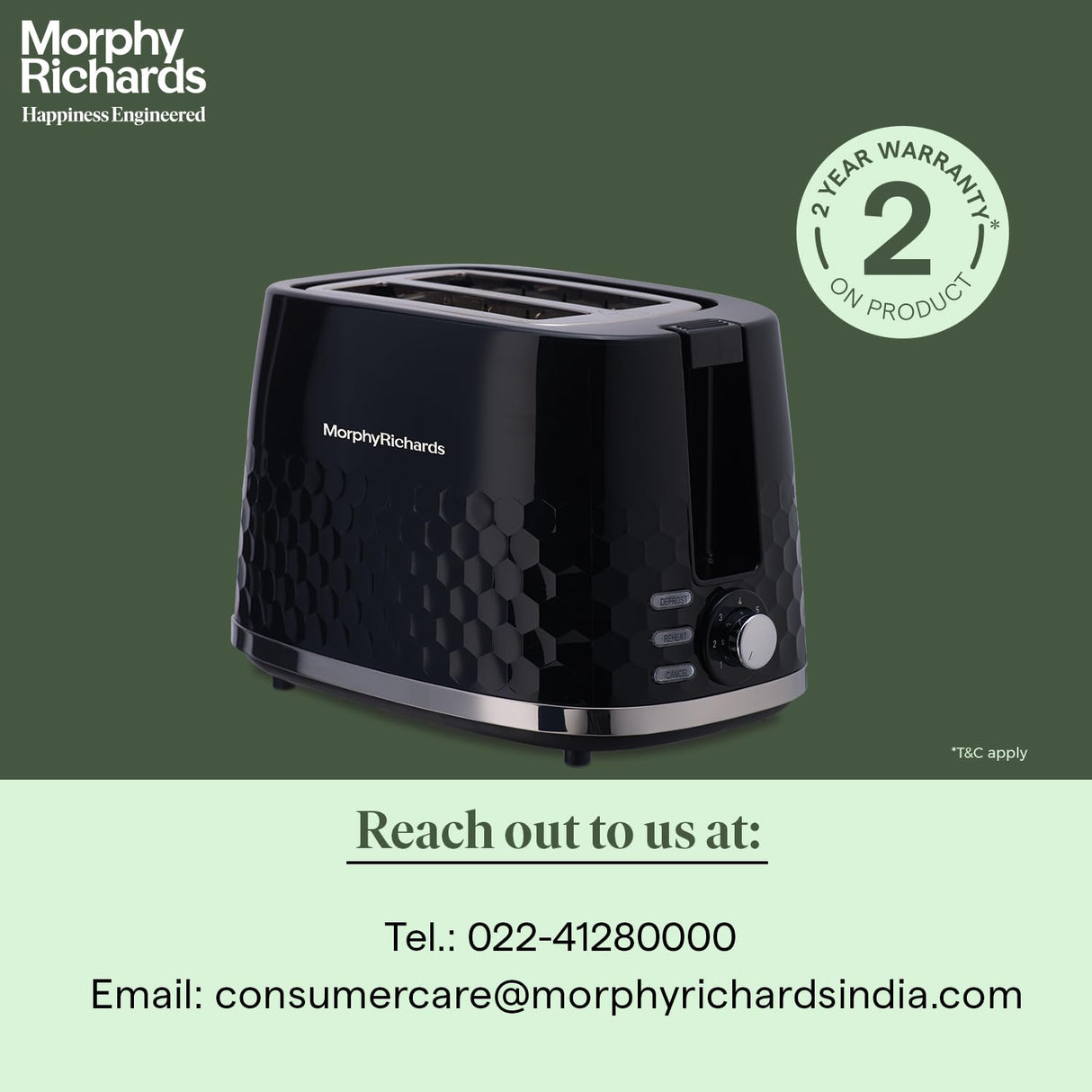 Morphy Richards 850 Watts Hive Series Pop Up Toaster With 2 Slice (Glossy Black)