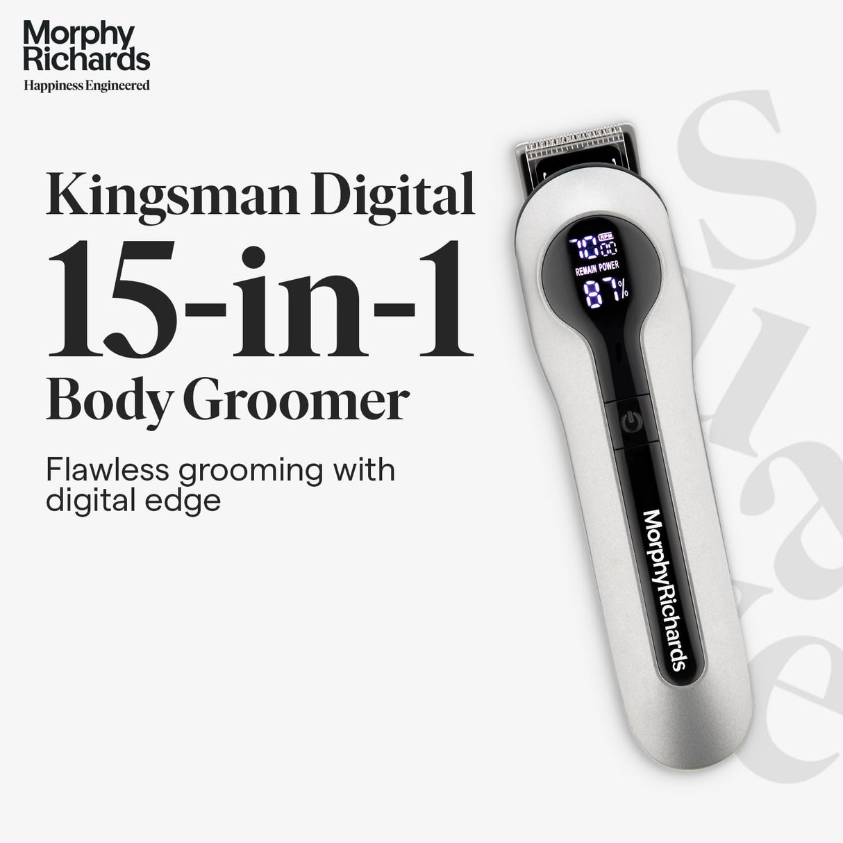 Morphy Richards Kingsman Digital 15-IN-1 Body Groomer (Silver & Black)