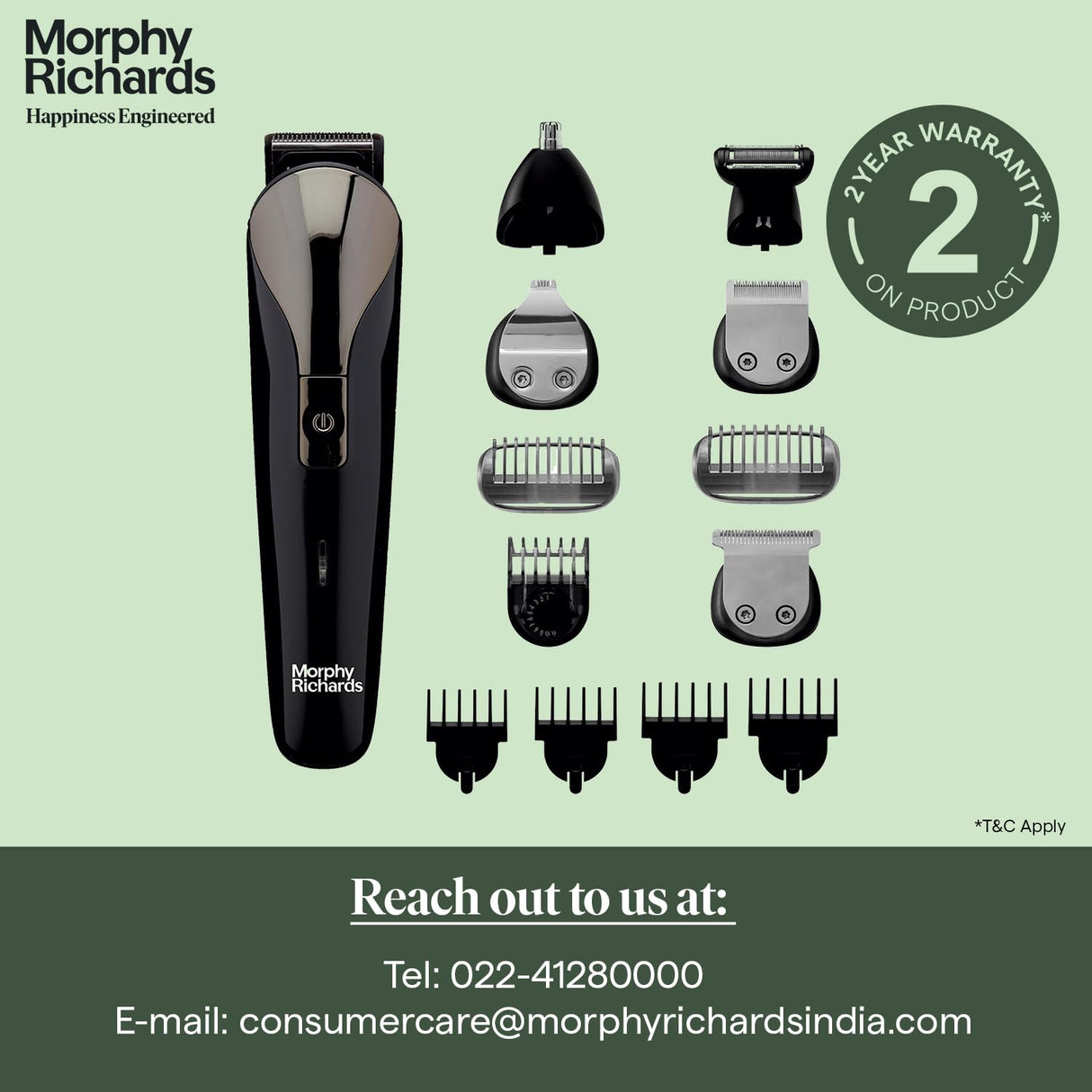 Morphy Richards Kingsman Pro 12-In-1 Grooming Kit For Men (Black)