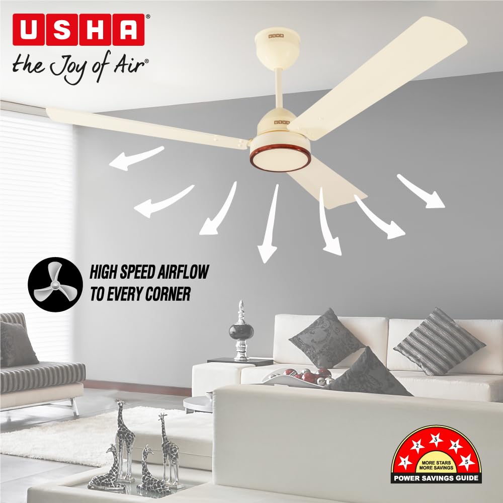 Usha AeroEdge 1200mm BLDC Ceiling Fan with RF Remote | Ivory