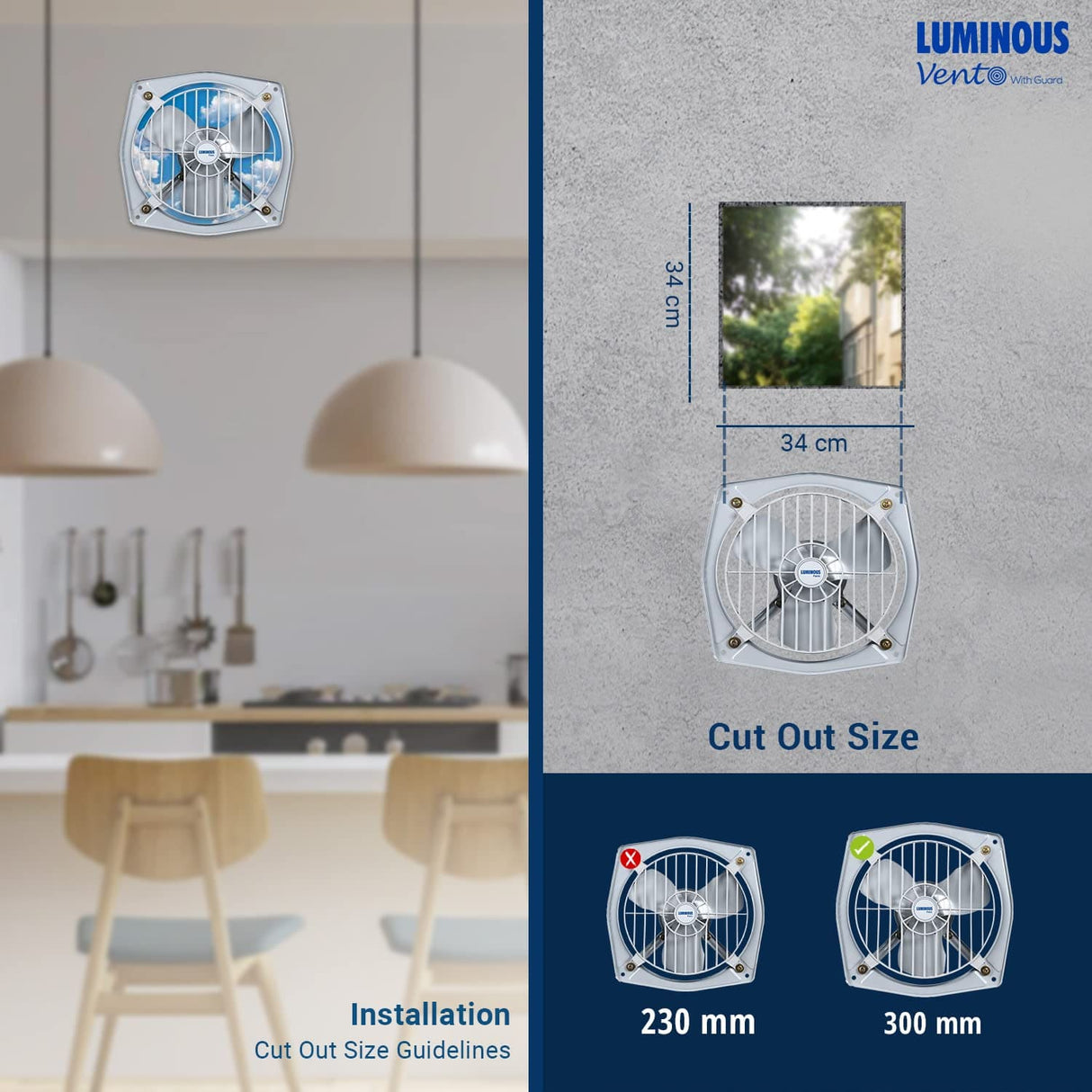 Luminous Vento with guard 300mm Exhaust fan (Steel Grey)