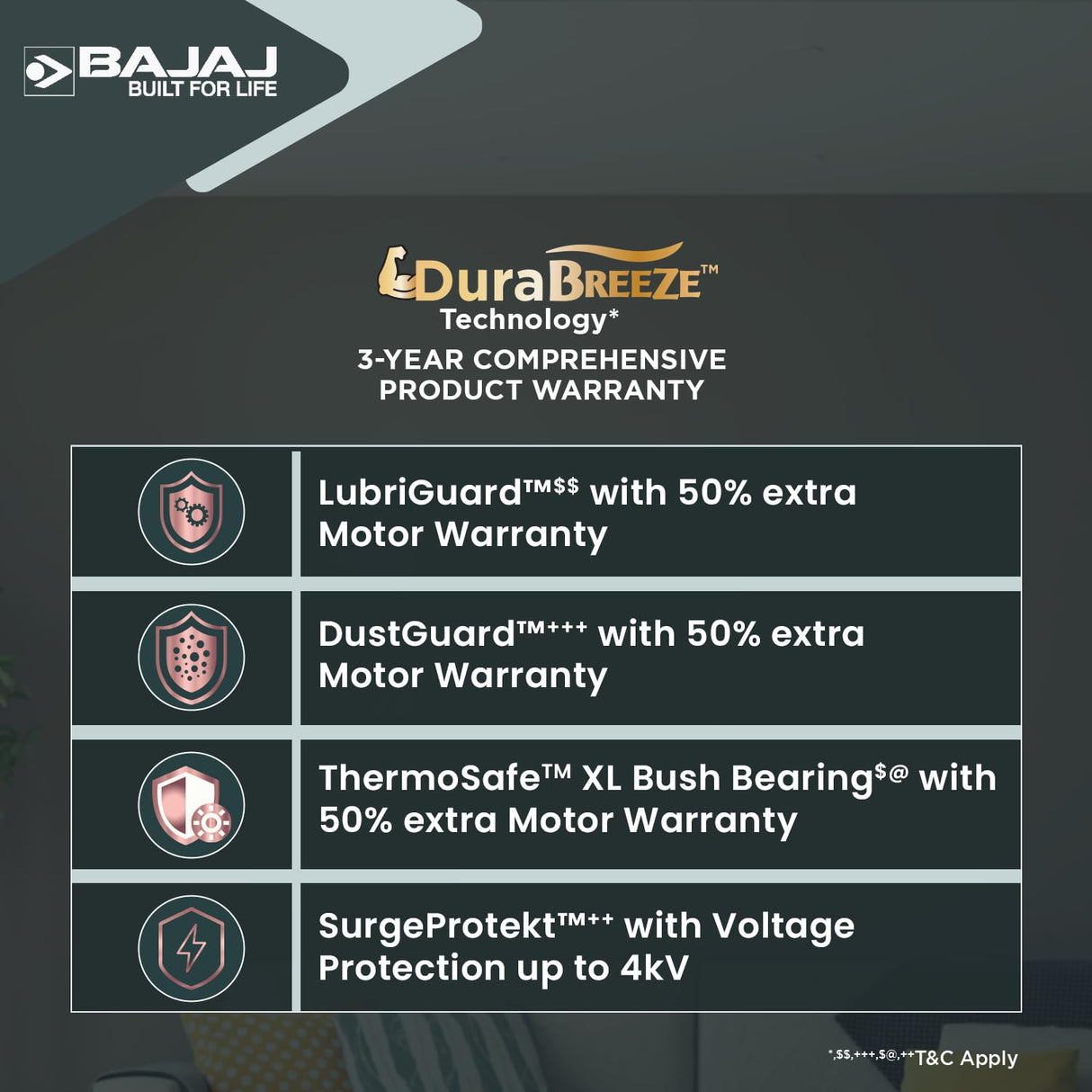 Bajaj Robusto 400MM Oscillating Wall Fan (Icy Blue & White)