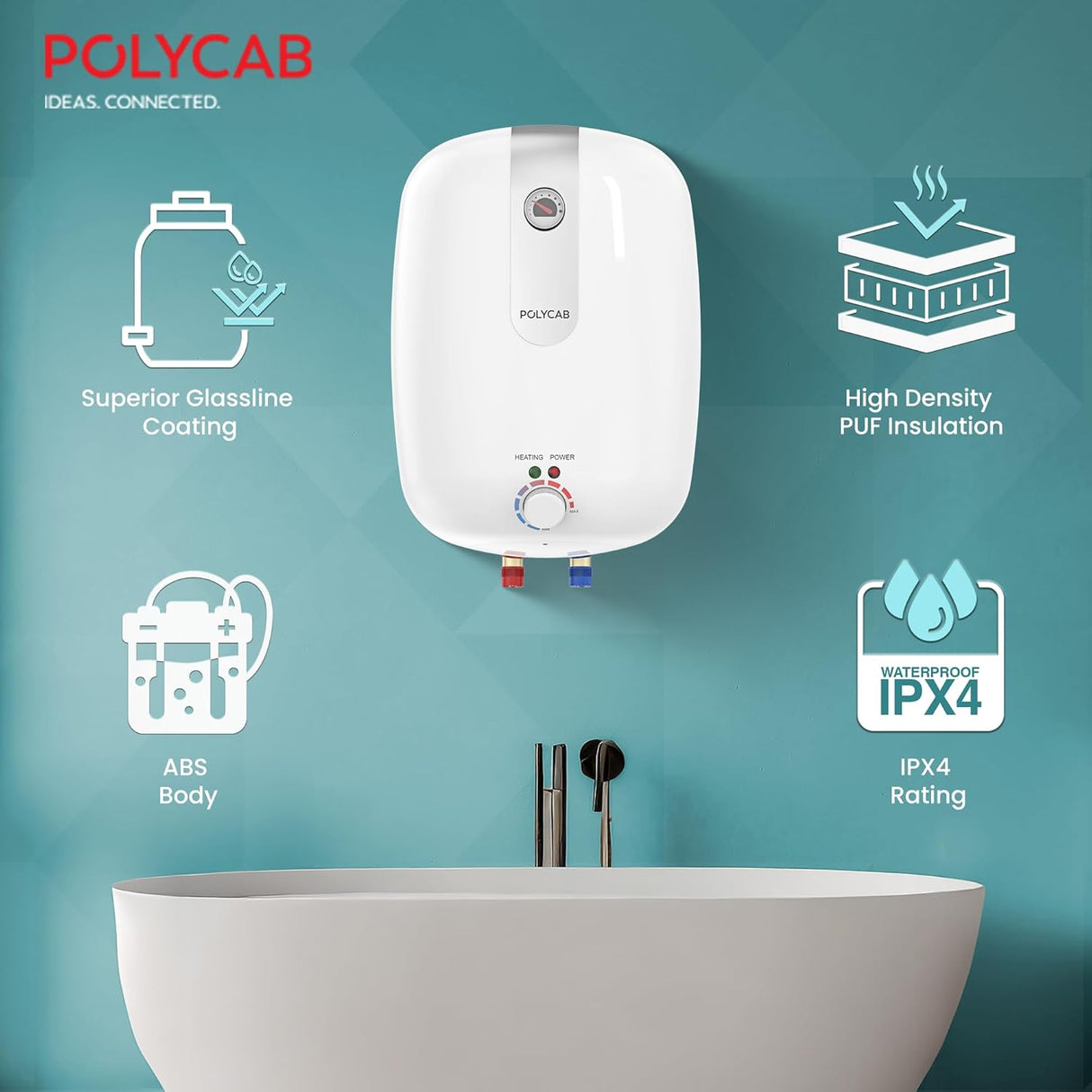 Polycab Elanza DLX 15 Litre Storage Water Heater Geyser (White)