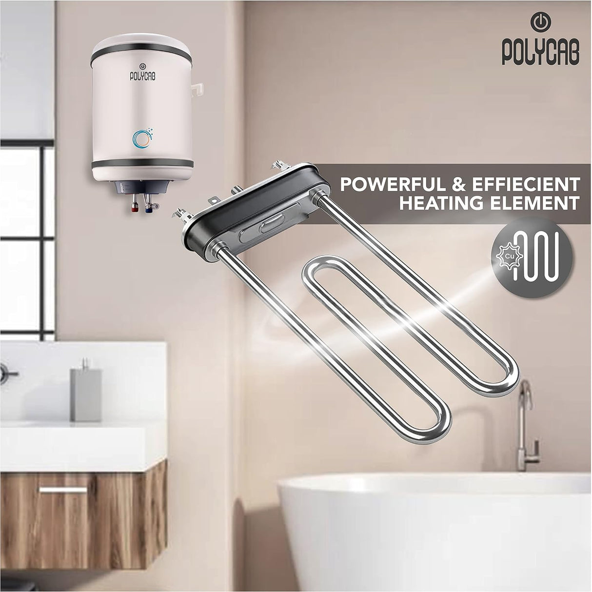 Polycab Eterna DLX 15 Litre Storage Water Heater Geyser (White)