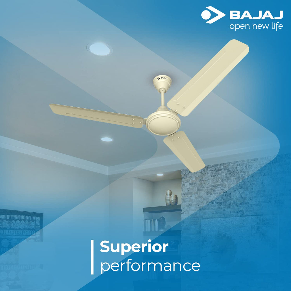 Bajaj Hurricane 1200mm Ceiling Fan Opal White