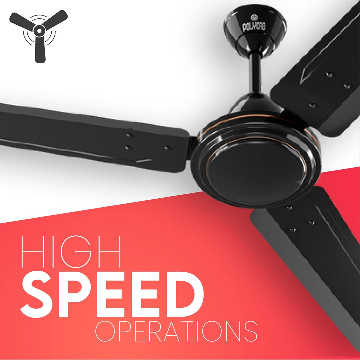 Polycab Zoomer High Speed 1200mm Ceiling fan (Smoked Brown)