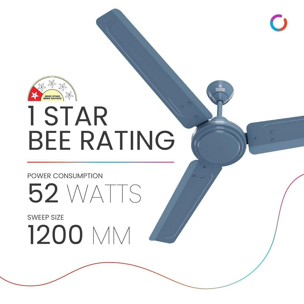 Polycab Zoomer High Speed 1200mm Ceiling Fan (Matt Blue)